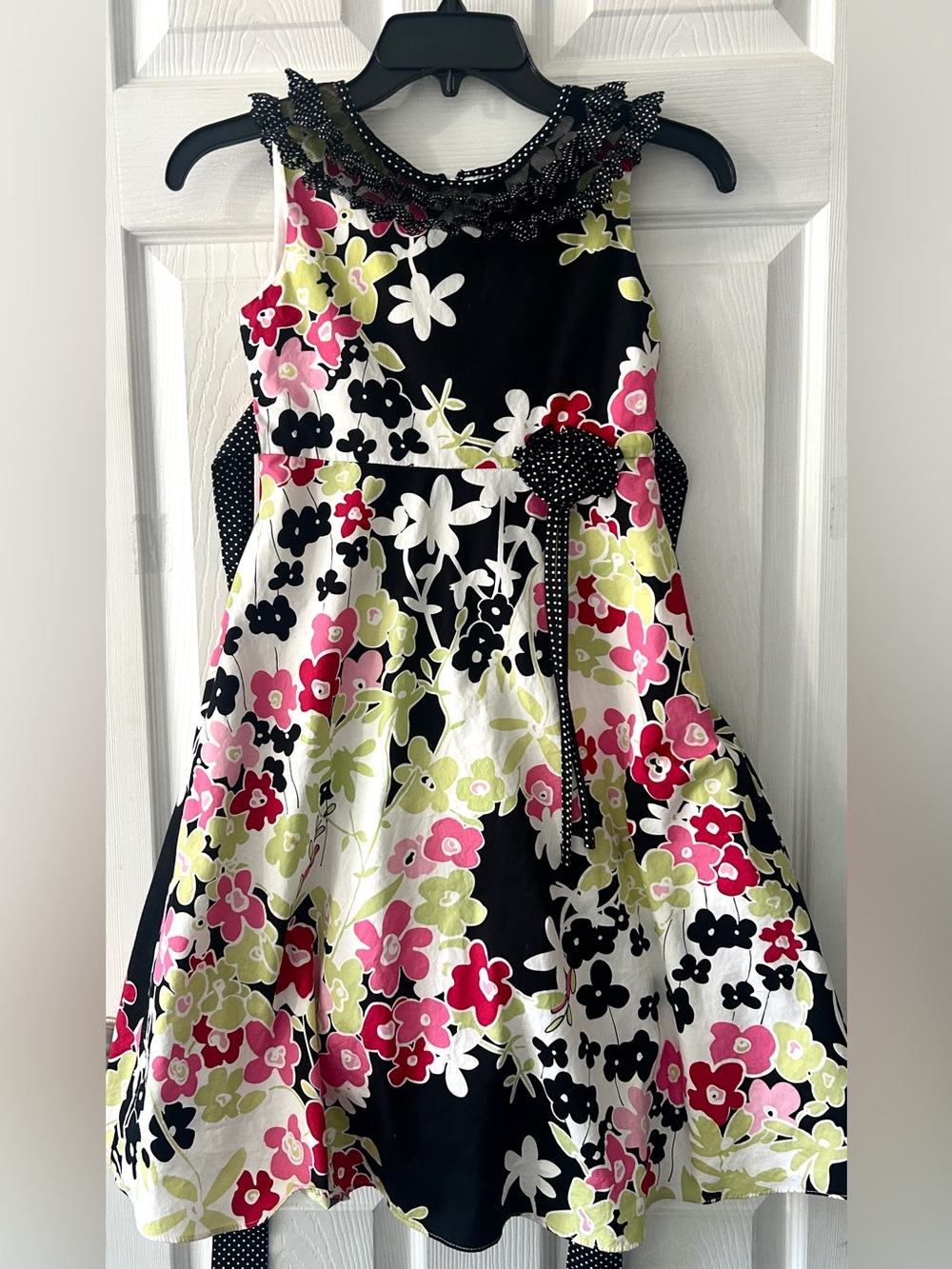 Girls Floral Jayne Copeland Sleeveless Sundress Sash Ties Flared Petticoat 10